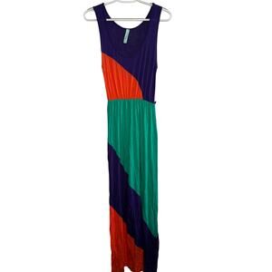 Gilli Coloblock Scoop Neck Sleeveless Maxi Dress Womens Medium Coastal‎ Casual